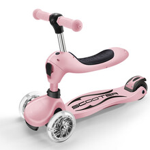 儿童滑步车多功能三合一儿童滑板车可坐可骑滑可推宝宝小童婴儿1-2-3-6岁女8 粉色普通轮