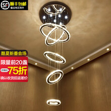 米光惠佳别墅复式楼大吊灯客厅灯轻奢水晶灯后现代简约loft公寓旋转楼梯间长吊灯跃层楼中楼创意个性灯具 五环60+50+40+30+20cm高2米遥控调光