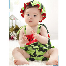 承莉宝宝连体衣造型衣夏季男婴幼儿爬服3-6-12月女新生儿哈衣棉西瓜722mj 西瓜款-带帽 73码建议4-8个月
