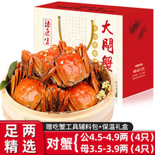 【活蟹】8只装臻原生阳澄湖六月黄大闸蟹鲜活螃蟹现货海鲜水产生鲜蟹类礼盒 对蟹：公4.5两+母3.5两（4对/8只）