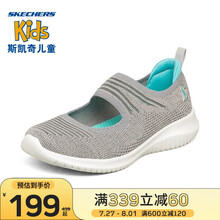 Skechers斯凯奇童鞋 2021春夏新款女童透气玛丽珍 简约舒适套脚帆布鞋302240L 灰色/GRY 33.5码/鞋内长21cm