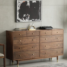 木应 北美FAS级黑胡桃木实木十斗柜 卧室五斗柜储物柜收纳柜 北欧客厅现代简约原木储物柜斗橱 北美黑胡桃木无辅材 160*40*90cm