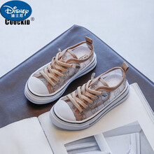迪士尼儿童帆布鞋2021夏季新款中大童网面透气板鞋男女童一脚蹬潮牌网鞋 FL2021-196卡其 36码