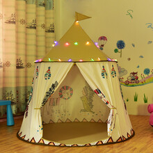 儿童帐篷室内游戏屋家用婴儿宝宝印第安狮子城堡玩具屋男女孩玩具 狮子城堡+星星四彩灯(有底布)