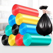 妙然200只平口垃圾袋家用加厚一次性塑料袋子大码手提式40只×5卷 颜色随机