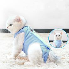 小猫喵喵 绝育服猫咪手术服母猫绝育服衣服断奶驱虫防舔服皮肤术后手术恢复服 蓝色 M