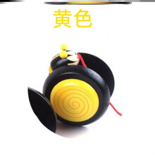 牵绳蜗牛动物可爱呆萌木质拉线拉绳拖拉车走路学步车婴儿早教玩具 小蜗牛拉车【黄色】