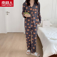 南极人母婴 月子服春夏薄款产后孕妇睡衣5月份7秋哺乳喂奶家居服大码6 深灰小熊印花_莫代尔#8680 M(90-120斤)