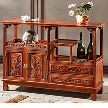 敬义堂 红木家具非洲花梨（学名：刺猬紫檀）实木餐边柜 茶水柜酒水柜 储物柜 新中式实木客厅碗柜 （118*38*88）雕花餐边柜