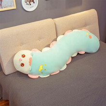 毛毛虫抱枕睡觉长条可拆洗公仔玩偶毛绒玩具布娃娃可爱床上女生生日礼物 女生七夕情人节礼物 天蓝色 1.1米【可拆洗内胆】