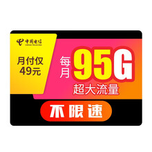 中国电信 电信流量卡不限速无限流量上网卡纯流量大王卡不限量无忧卡手机卡电话卡电信卡号码卡全国通用5g 【电信至尊卡】