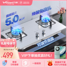 万和（Vanward）燃气灶双灶 天然气灶具5.0kW家用猛火灶台 不锈钢面板台嵌两用 可调节底盘 B7B53天然气