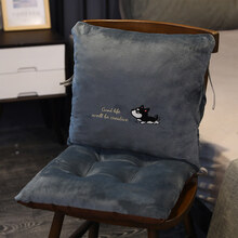 坐垫办公室久坐男 坐垫靠垫一体椅垫办公室久坐学生宿舍凳子加厚靠背垫男女款通用 哈士奇 40*40厘米暖手加防滑颗粒