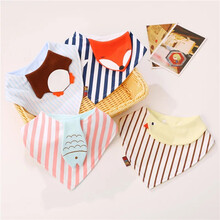 邦帛莉（BONBORLEA） 婴儿口水巾口水兜 心形围嘴婴儿口水巾纯棉三角巾宝宝卡通立体围嘴WZ33 小鸡+企鹅+小鱼+狐狸（4条装） 0-3岁