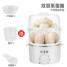 早餐 神器多功能定时自动断电煮蛋器蒸蛋器家用迷你小功率煎蛋器 双层不锈钢盘+3礼(不可煎蛋)