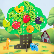 木制新品果树串串乐 儿童串珠穿绳游戏 字母数字启蒙认知益智玩具 XHN-穿绳游戏