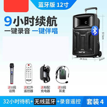 先科A60广场舞音响户外拉杆12吋便携式移动大功率播放器带无线话筒室外K歌家用蓝牙重低音炮手提演出音 12寸蓝牙版【无线话筒+U段耳麦】