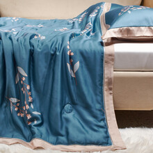 苏曼妮 60支天丝夏被空调被 夏季裸睡20%蚕丝莱赛尔兰精油被子可机洗 印象深蓝 【单夏被】200*230cm