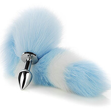 久爱 狐狸尾巴后庭肛塞大中小号金属拉珠震动扩张外出gay男女用自慰器sm另类玩具夫妻情趣按摩性用品 中号金属肛塞-蓝白尾巴(肛塞直径约3.4cm)