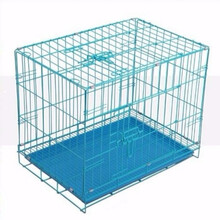 泰迪狗笼子贵宾比熊等小型犬中型犬狗笼加固折叠宠物笼猫笼兔笼 托盘 小号标准50*35*40(蓝色)