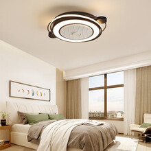 梵帝登 隐形吊顶北欧儿童房电灯风扇灯餐厅灯具带灯吊扇灯led网红卧室书房间电扇吊灯带风扇一体吸顶灯饰 63W-66*60*20 /8-15㎡ 智能遥控-无极调光-三档调风-手机APP控制