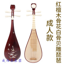 琵琶乐器儿童初学入门琵琶乐器初学专业演奏硬木琵琶乐器 红檀木白骨骨花贝雕琵琶