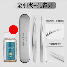 O.TWO.O美睫嫁接睫毛镊子美睫师用高精度金羽夹海豚夹种睫毛工具套装 普通款银色【金羽夹+孔雀夹】+镊子清洁剂