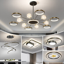 VVS 2021新款智能北欧LED大气吊灯客厅灯简约现代满天星卧室灯主房间书房灯轻奢灯具套餐全屋灯饰 三室两厅无极调光+遥控儿童款包安装到手价3188