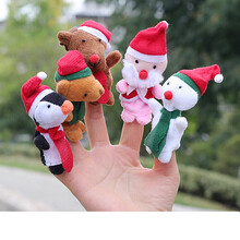 手指偶 10款小动物指偶毛绒玩具手指玩偶兔子儿童讲故事手指套 圣诞小动物(1套5个)