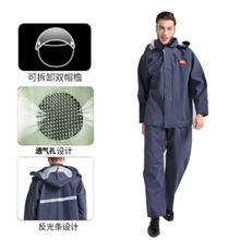 2021新款千里雨双层雨衣雨裤套装分体电自行车摩托车骑行防水男女成人户外 【升级三帽檐】藏青套装 XL