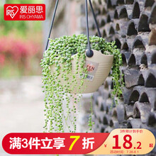 日本爱丽思IRIS吊钵 环保树脂垂吊绿萝常春藤挂盆吊盆花盆吊兰盆悬挂壁挂式吊篮挂盆挂钩花盆爱丽丝 8号浅米色