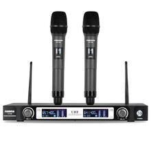 Malata/万利达 无线话筒一拖二家用ktv会议卡拉Ok金属U段麦克风唱歌专用舞台防啸叫无限演 万利达 VT-09 套餐一