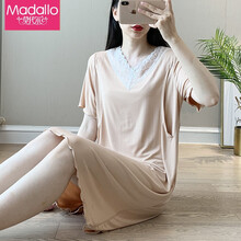 莫代尔 孕妇产后哺乳睡衣夏季短袖薄款喂奶月子服宽松棉质产后家居服 MT-（肤色）哺乳睡裙莫代尔 M码（90-125斤）