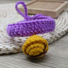 猫咪项圈无声铃铛可调节狗狗小型犬手工针织围脖英短美短宠物脖圈 紫色 XS