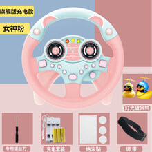 XQ远博童学抖音儿童方向盘车载吸盘副驾驶仿真汽模拟儿童玩具宝宝网红男女孩 旗舰版方向盘女神粉(带充电套装)+2只破风鸭