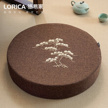 骆易家布艺蒲团坐垫地板打坐禅修垫家用飘窗大号垫子可拆洗日式圆垫坐墩 松韵-咖色 直径30cm*5cm厚
