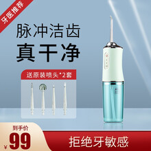 EITHON电动便携式冲牙器超声波牙结石去除器便携式牙齿清洗器洗牙洁牙器 家用牙龈牙垢清除器水线 草绿色