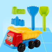 奎茗儿童沙滩玩具套装宝宝戏水玩沙子决明子沙漏玩沙挖沙大号铲子工具 6轮中车5件套
