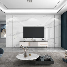 云樽 岩板电视背景墙瓷砖现代简约轻奢客厅800x2600大板影视墙新中式护墙板实木格栅大理石装饰边框 800x2600岩板定制预约金 9平米内