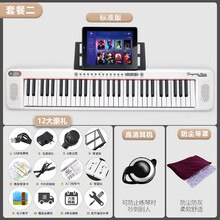 便携式电子钢琴初学者幼师61键盘成年人手卷折叠家用88 白【标准版】+12豪礼+耳机琴罩