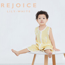 雅赞（YAZAN）纯棉纱布宝宝拉链睡袋婴儿无袖睡袋 二层幸运拼图 60码：33*64cm（适合0-3岁）