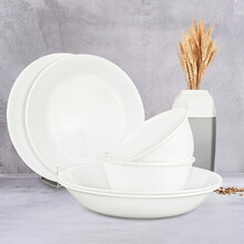 美国康宁CORELLE餐具套装 纯白系列6/10件组进口耐热玻璃碗碟盘子套装饭碗深盘家用 纯白6件组