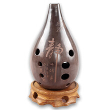 满口埙十孔10孔陶埙古埙土梁吐良埙书法刻字乐器E F G调追乐熏勋 满口埙降E调 右起 素色静字