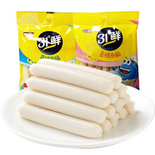 盐津铺子31°度鲜深海鳕鱼肠 原味芝士即食鱼糜儿童宝宝零食 鳕鱼肠芝士味80克