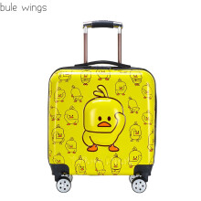 儿童行李箱可坐女男学生旅行箱可爱卡通拉杆箱可坐登机箱 小黄鸭3D款 18寸
