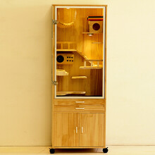 舞万花龙猫笼柜玻璃实木生态笼冰窝房子窝别墅大城堡 荧光黄