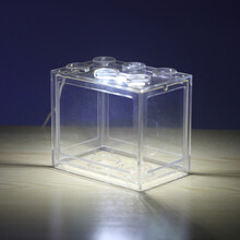 带灯斗鱼缸乐高积木小型迷你塑料桌面客厅办公桌小鱼水母创意排缸 透明 白灯usb 120mm*80mm*105mm