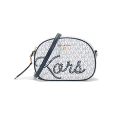 迈克·科尔斯 MICHAEL KORS MK女包 JET SET系列涂层帆布单肩斜挎包白色海军蓝色 32S1GT9C5B WHT NAVY