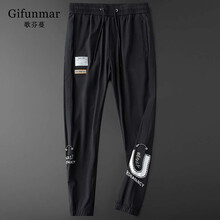 GILFUNMAR品牌速干轻薄运动裤男夏季款修身束脚松紧休闲裤男士 黑色 29