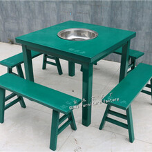 实木火锅桌子火锅桌电磁炉一体火锅桌子一体商用火锅一体桌串串香 一款 (桌+4凳) 官方标配(不含菜架)